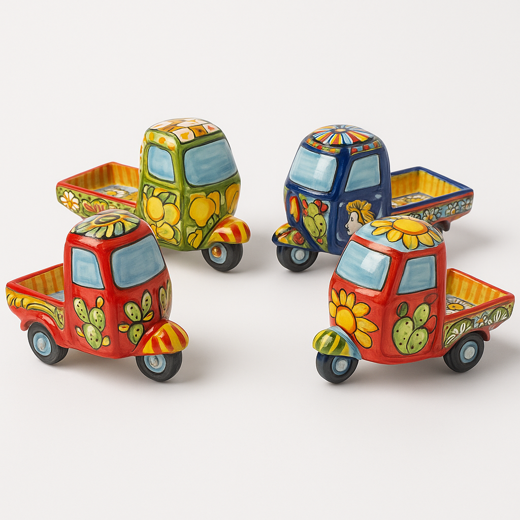 Italian Hand-Painted Ceramic Moto Ape – Assorted Designs (3x5 inches) (1pc)