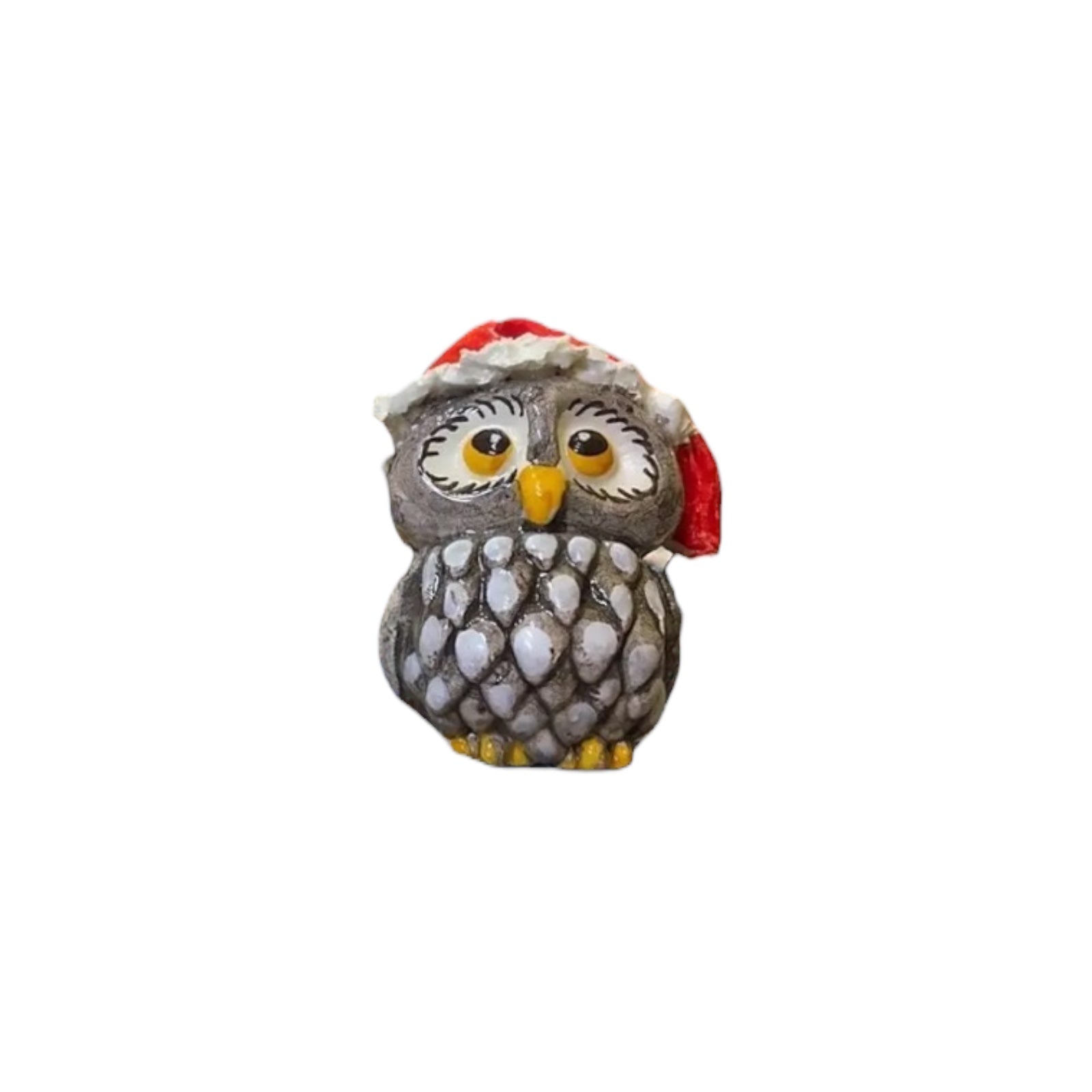 Christmas Tiny Owl In Fine Ceramic