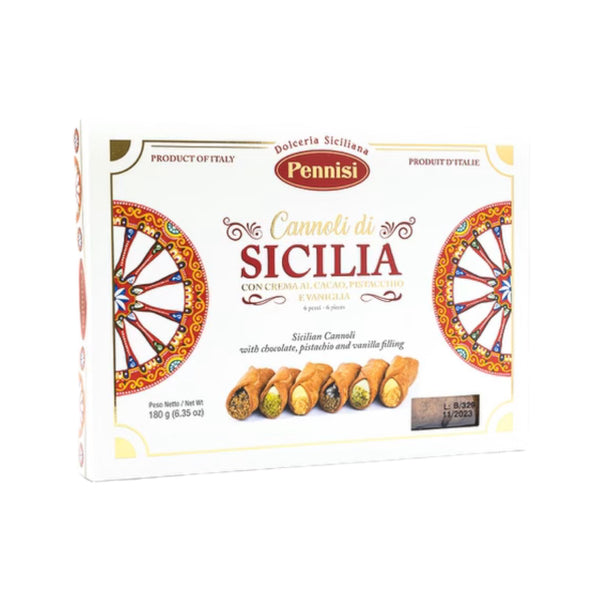 Mix Stuffed Cannoli With Pistachio, Chocolate & Vanilla By Pennisi 6.35oz