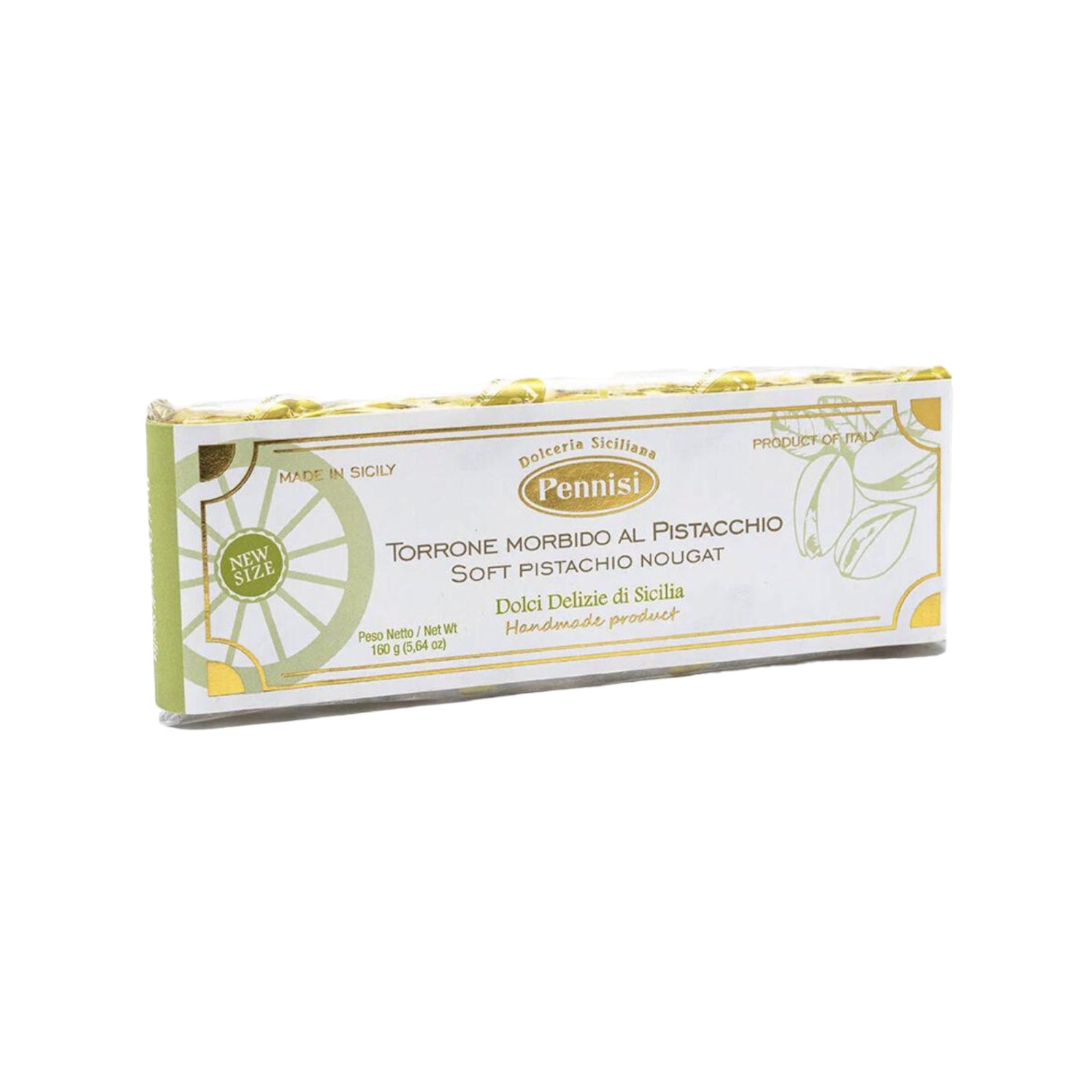 BEST BEFORE AUGUST/24 Pennisi Torrone Soft Pistachio Nougat Bar5.64oz (160g)