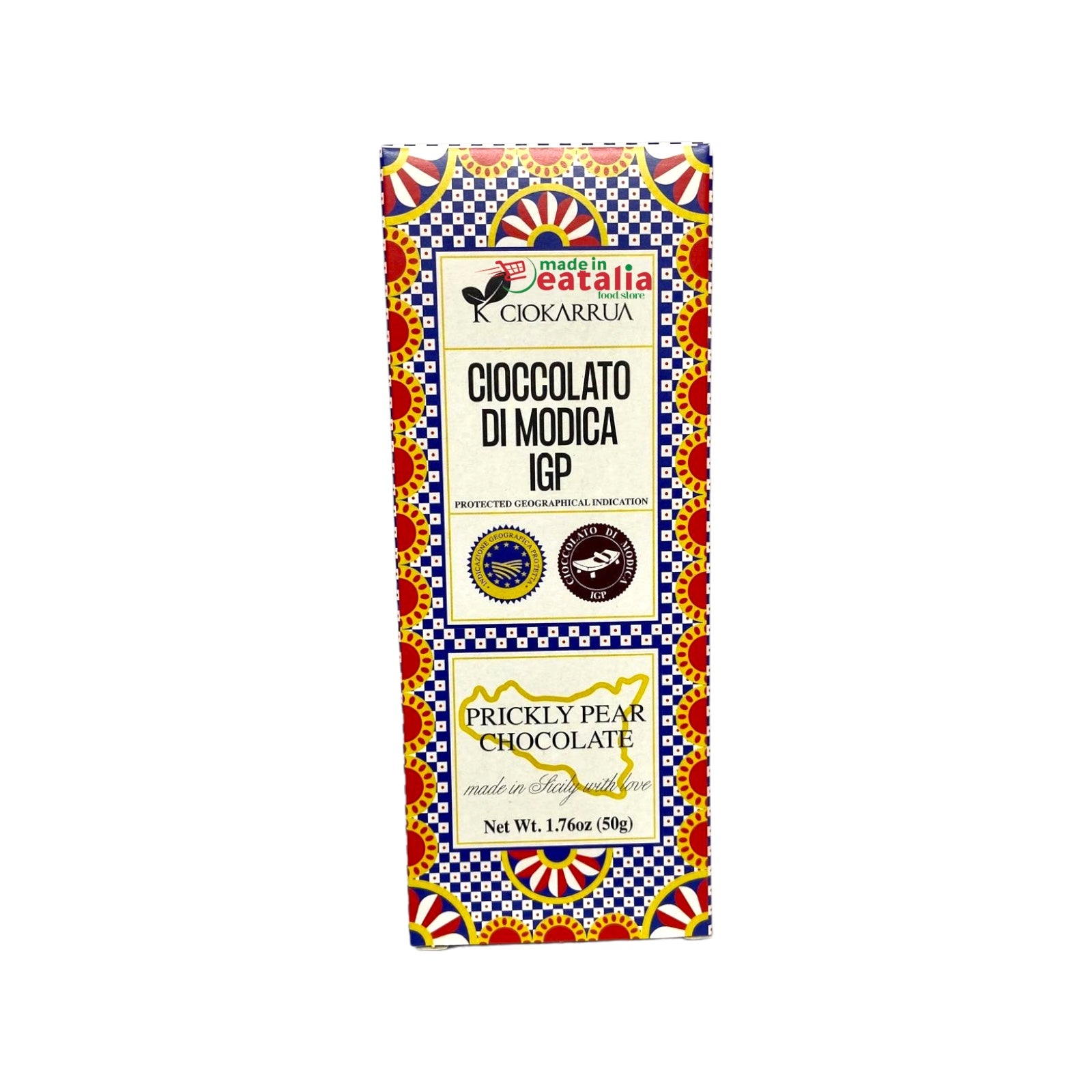 Ciokarrua | Modica Chocolate Fico India | Prickly Pear IGP Chocolate Bar 50g