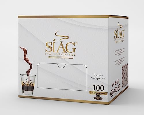 SIAG ITALIAN COFFEE 100 Coffee Pods Pack - Capsules compatible with Nespresso Original Machines -50% Arabica 50% Robusta - Blended and Roasted in Italy