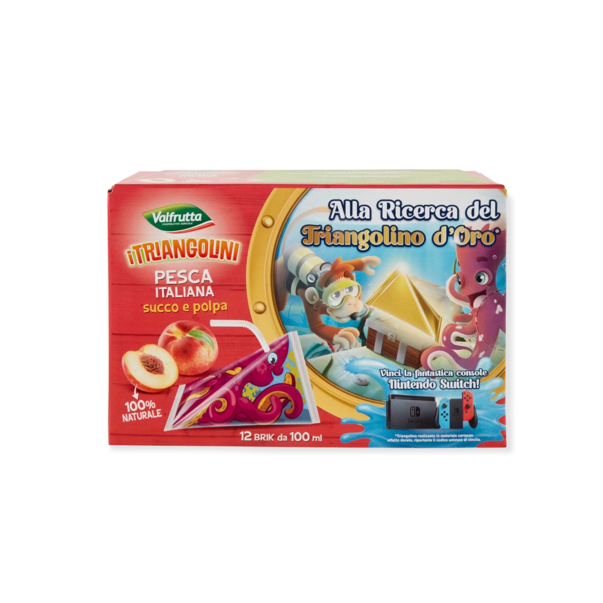 Valfrutta Triangle Shape Peach Italian juice 12 x 100 ml/ 1200ml