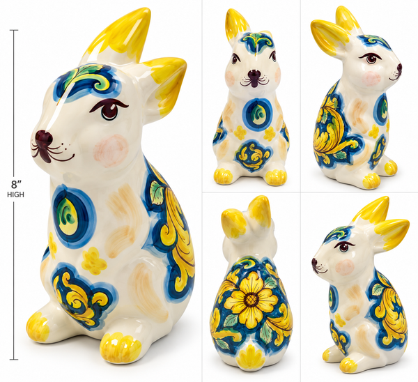 Hand-Painted Italian Ceramic Rabbit – 8”
