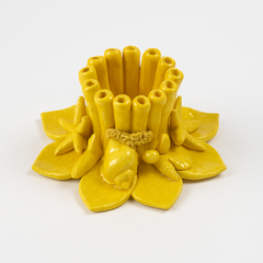 Handmade Italian Ceramic Candle Holder – Yellow Coral Design 14cm