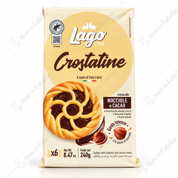 Gastone Lago Crostatine Cacao – Cocoa Cream Tarts, 6 Pack (240g)