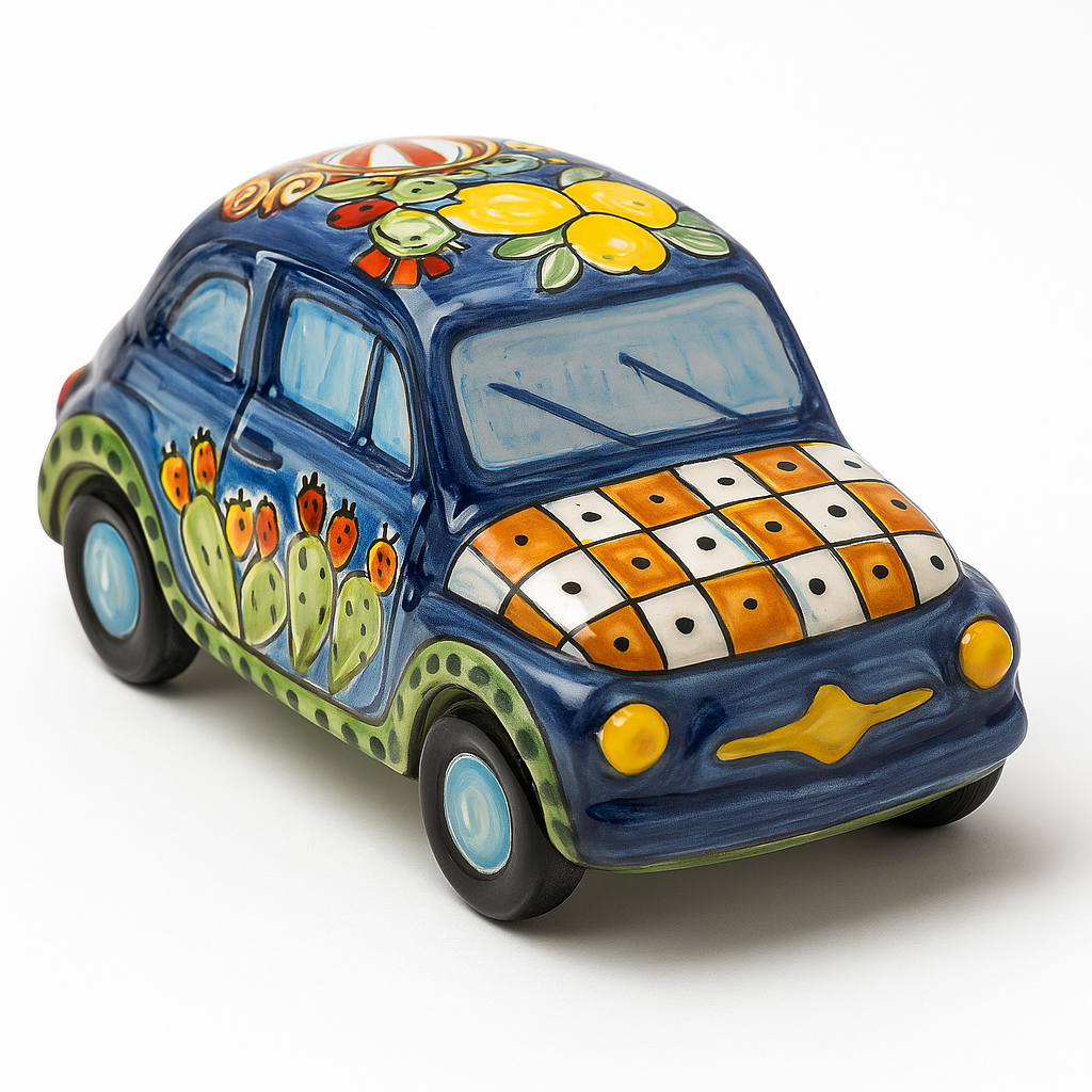 Ceramic Fiat 500 – Sicilian Hand-Painted Design 16cm