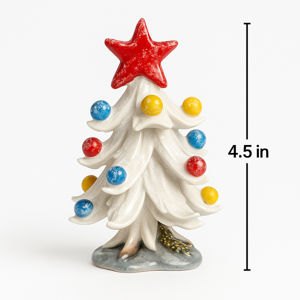 Hand-Painted Sicilian Ceramic Christmas Tree – 4.5 Inch (Snow Effect)