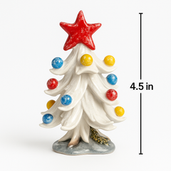 Hand-Painted Sicilian Ceramic Christmas Tree – 4.5 Inch (Snow Effect)