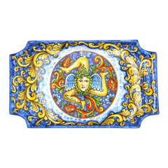 Sicilian Trinacria Espresso Set with Serving Tray – Hand-Painted Ceramic (8-Piece)