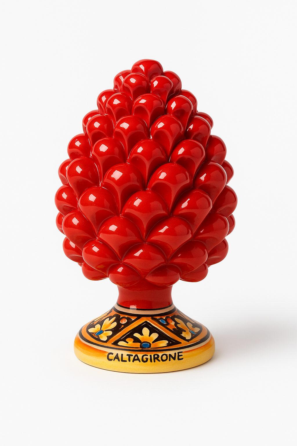 Sicilian Ceramic Pigna – Red Pine Cone from Caltagirone (16 cm)