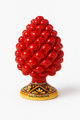 Sicilian Ceramic Pigna – Red Pine Cone from Caltagirone (16 cm)