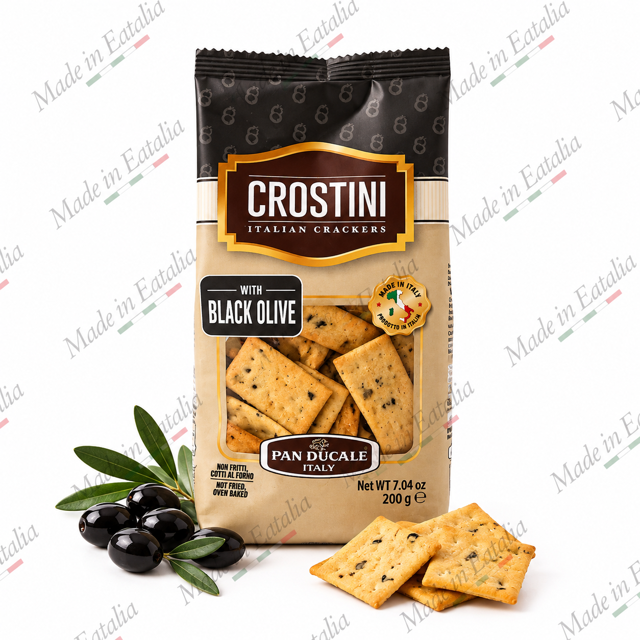 Pan Ducale Crostini Italian Crackers with Black Olive 7.04 oz