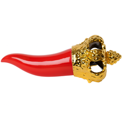 Ceramic Red Horn with Golden Crown – 10 inches