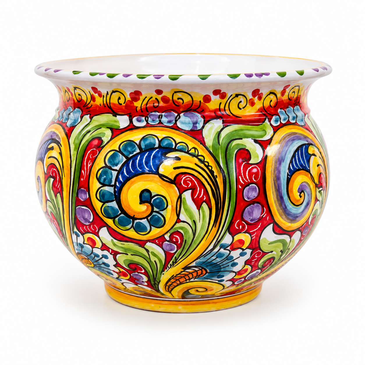 Hand-Painted Italian Ceramic Plant Pot – 12” Decorative Planter