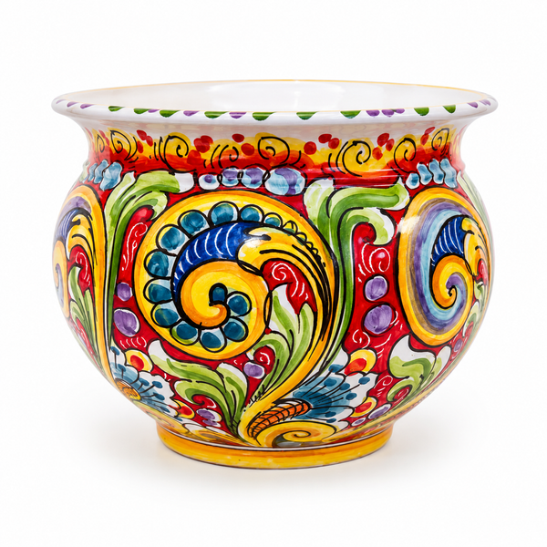 Hand-Painted Italian Ceramic Plant Pot – 12” Decorative Planter