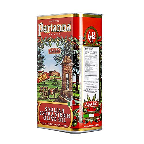 Partanna Robust Extra Virgin Olive Oil - Premium Castelvetrano Oil - Harvested in Sicily - Pure Authentic Italian - Monovarietal - Rich in Flavor - First Cold Pressed - 101oz (3 liter) Tin