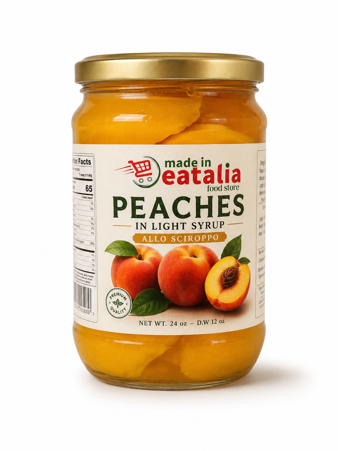 Made in Eatalia Peaches in Light Syrup – 24 oz