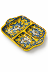 Italian Hand-Painted Ceramic Divided Serving Dish approx. 11 x 10 inches