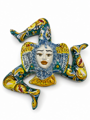 Handcrafted Sicilian Trinacria Ceramic Wall Decor – 14x12 Inches