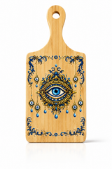 Evil Eye Decorative Bamboo Board – Mediterranean Wall Décor (5 x 11”)
