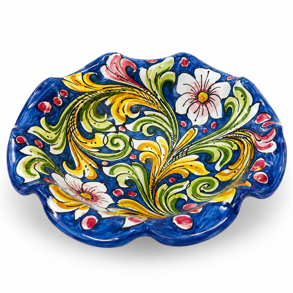 Hand-Painted Italian Ceramic Serving Bowl – Floral Baroque Design 31cm x 9cm height