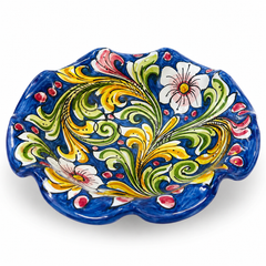 Hand-Painted Italian Ceramic Serving Bowl – Floral Baroque Design 31cm x 9cm height