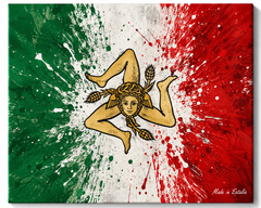 Italian Flag Splash Canvas with Trinacria – 8×10”