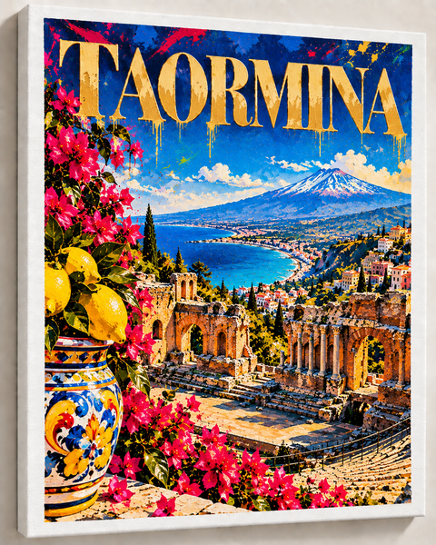 Taormina in Color – Sicily Canvas – 8×10