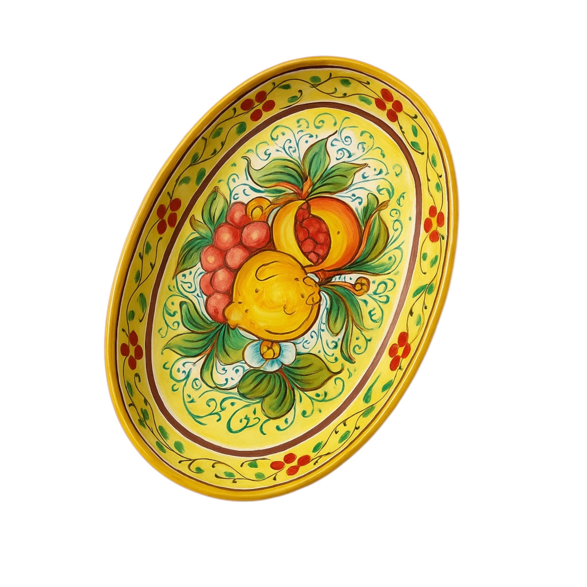 Sicilian Hand-Painted Ceramic Dish – Caltagirone Style (9” x 6”)