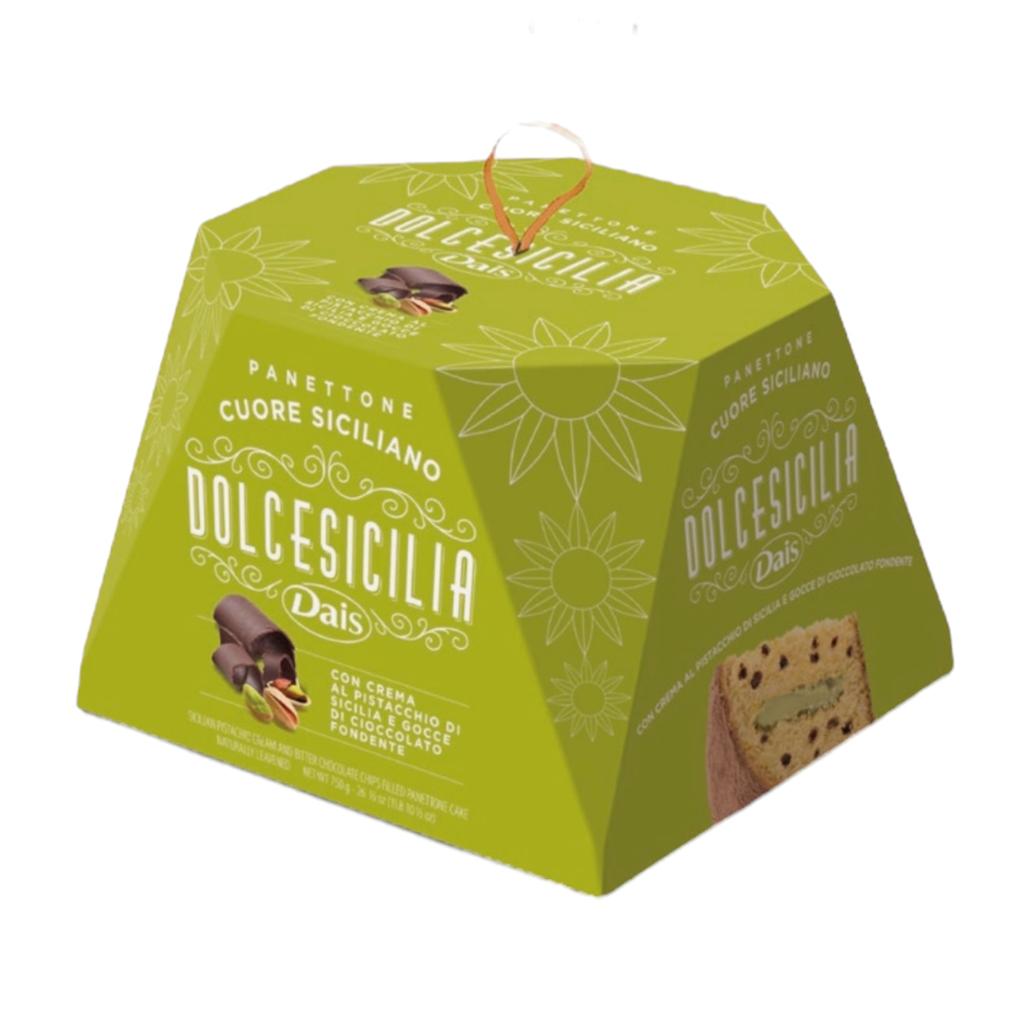 Panettone With Pistachio Cream and Dark Chocolate Chips 750g by Dais