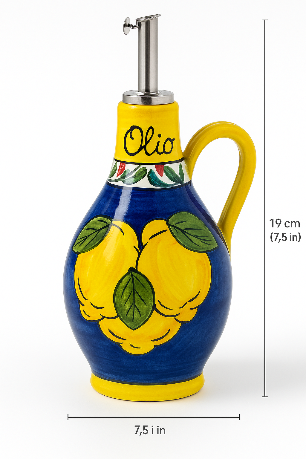 Ceramic Olive Oil Dispenser – Sorrento Lemon Design 27cm
