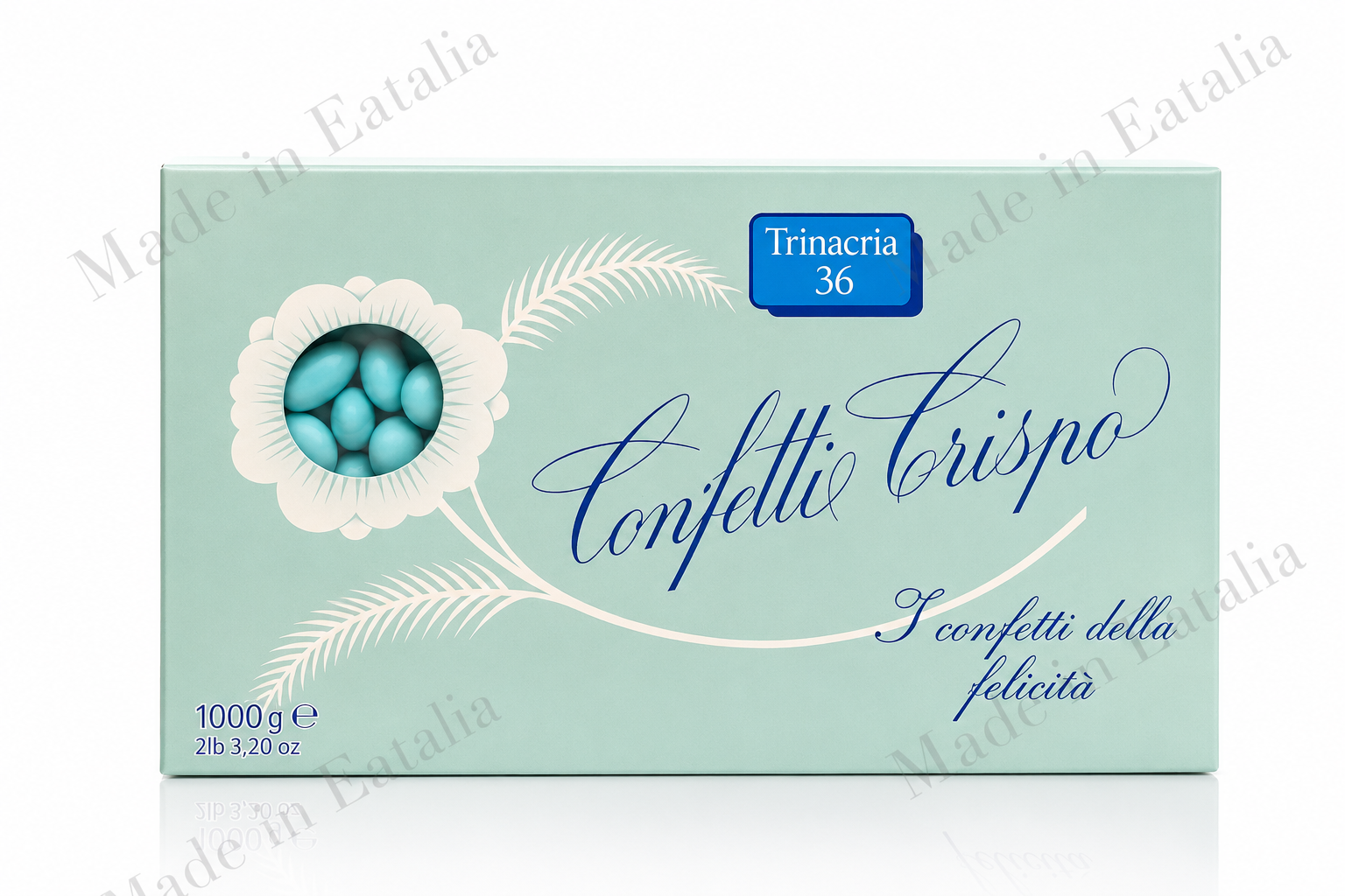 Confetti Crispo Trinacria 36 Light Blue Jordan Almonds – 2.2 lb (1000g)
