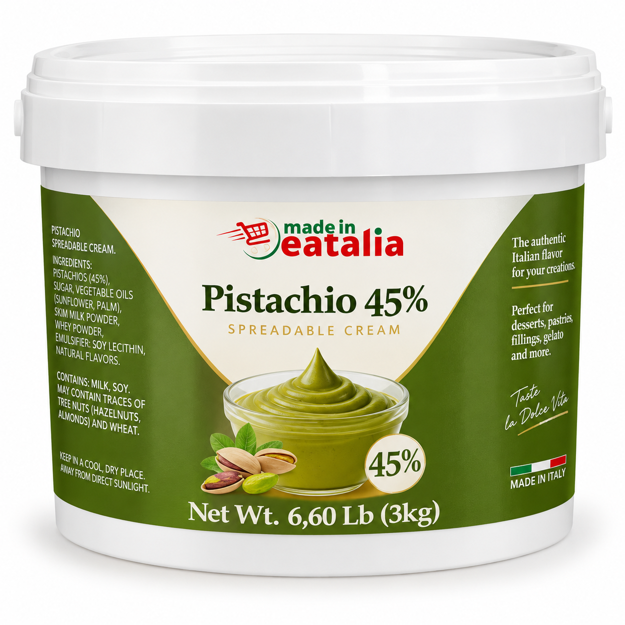 Made in Eatalia Pistachio Cream 45% (3 kg bucket)