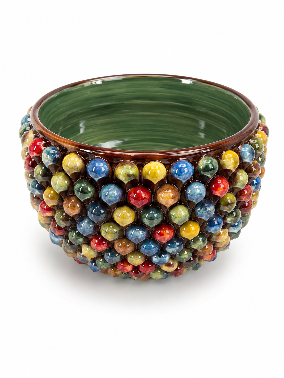 Handcrafted Italian Ceramic Centerpiece & Plant Pot with Mother of Pearl Enamel – 7.5” Opening