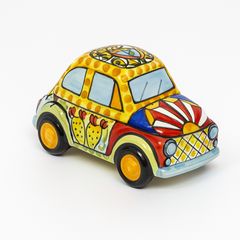 Hand-Painted Sicilian Ceramic Fiat 500 – Caltagirone Artisan Car