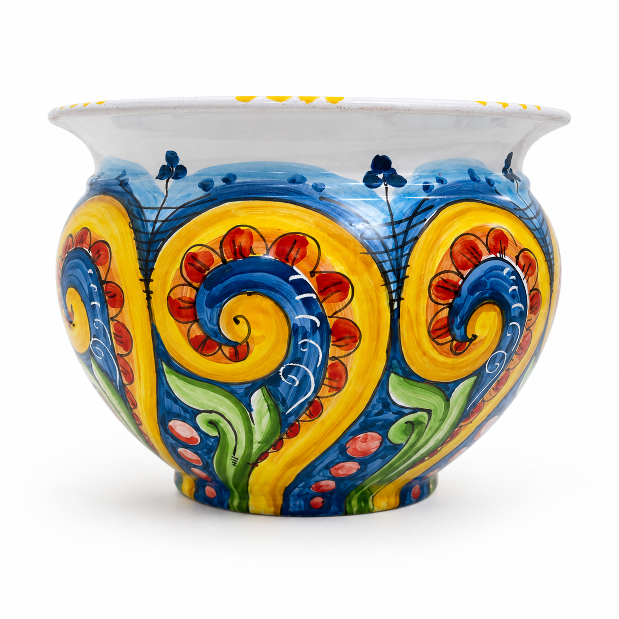 Hand-Painted Italian Ceramic Plant Pot – 10” Decorative Planter