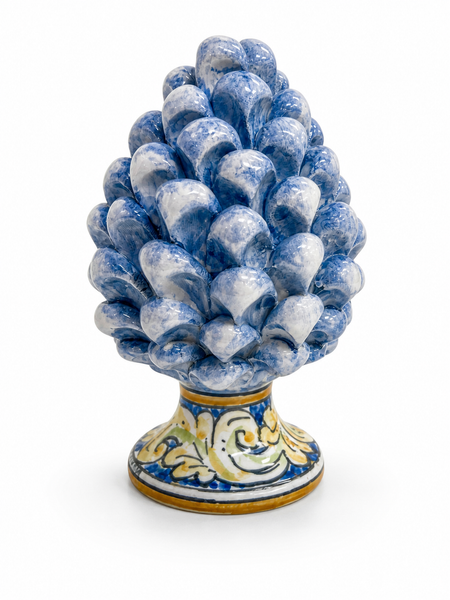 Hand-Painted Sicilian Ceramic Pinecone (Pigna) – 15 cm Italian Decor (1 Piece, Random Base Design)