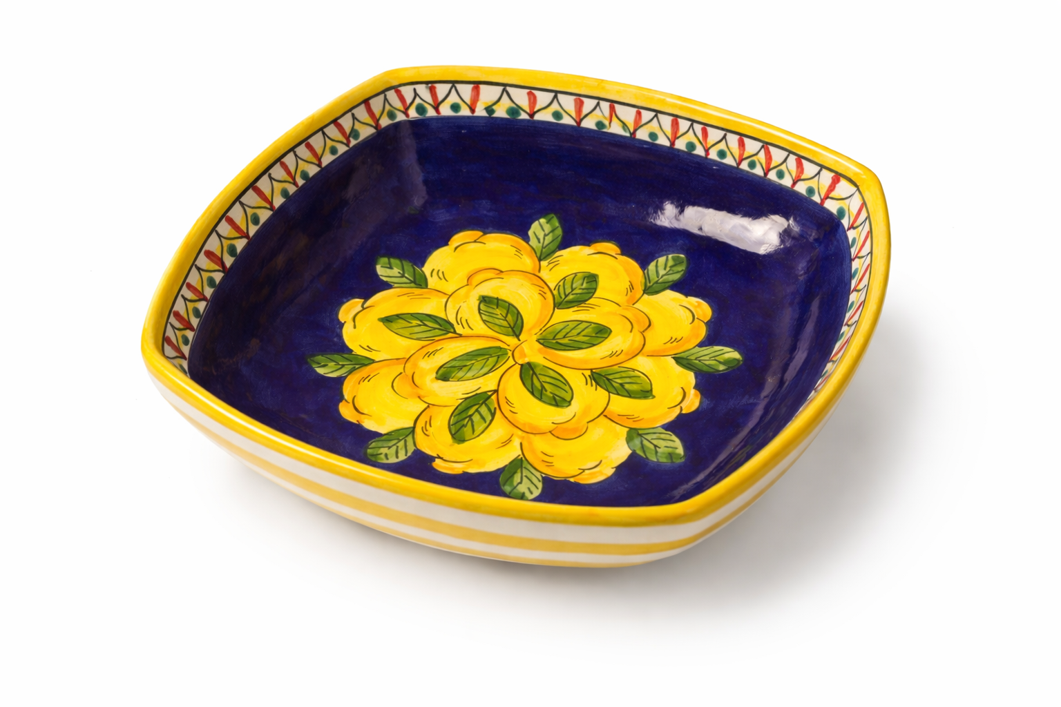 Italian Hand-Painted Ceramic Bowl – Lemon Design 8x8 inches