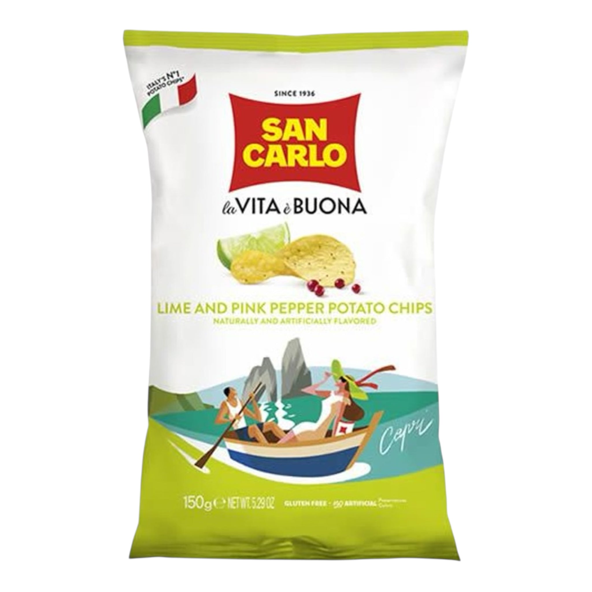 San Carlo Lime & Pink Pepper Flavour Crisps Potato chips 
150g