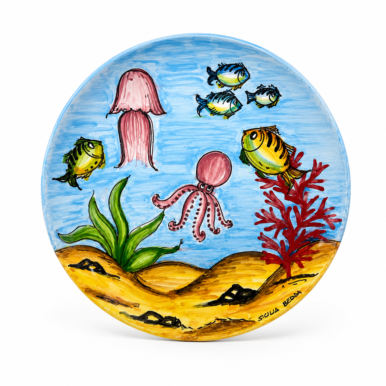 12” Hand-Painted Sicilian Sea Life Decorative Wall Plate
