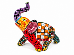 Hand-Painted Sicilian Ceramic Elephant Figurine – 8” x 9” Italian Lucky Decor