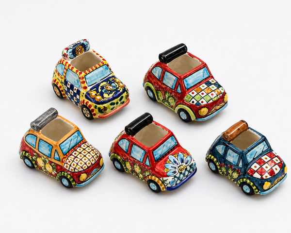 Hand-Painted Italian Ceramic Fiat Car Cabrio – Assorted Design (1 Piece) 11x6x5.5cm