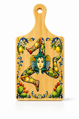 Sicilian Trinacria Decorative Bamboo Board – Mediterranean Wall Décor (5 x 11”)