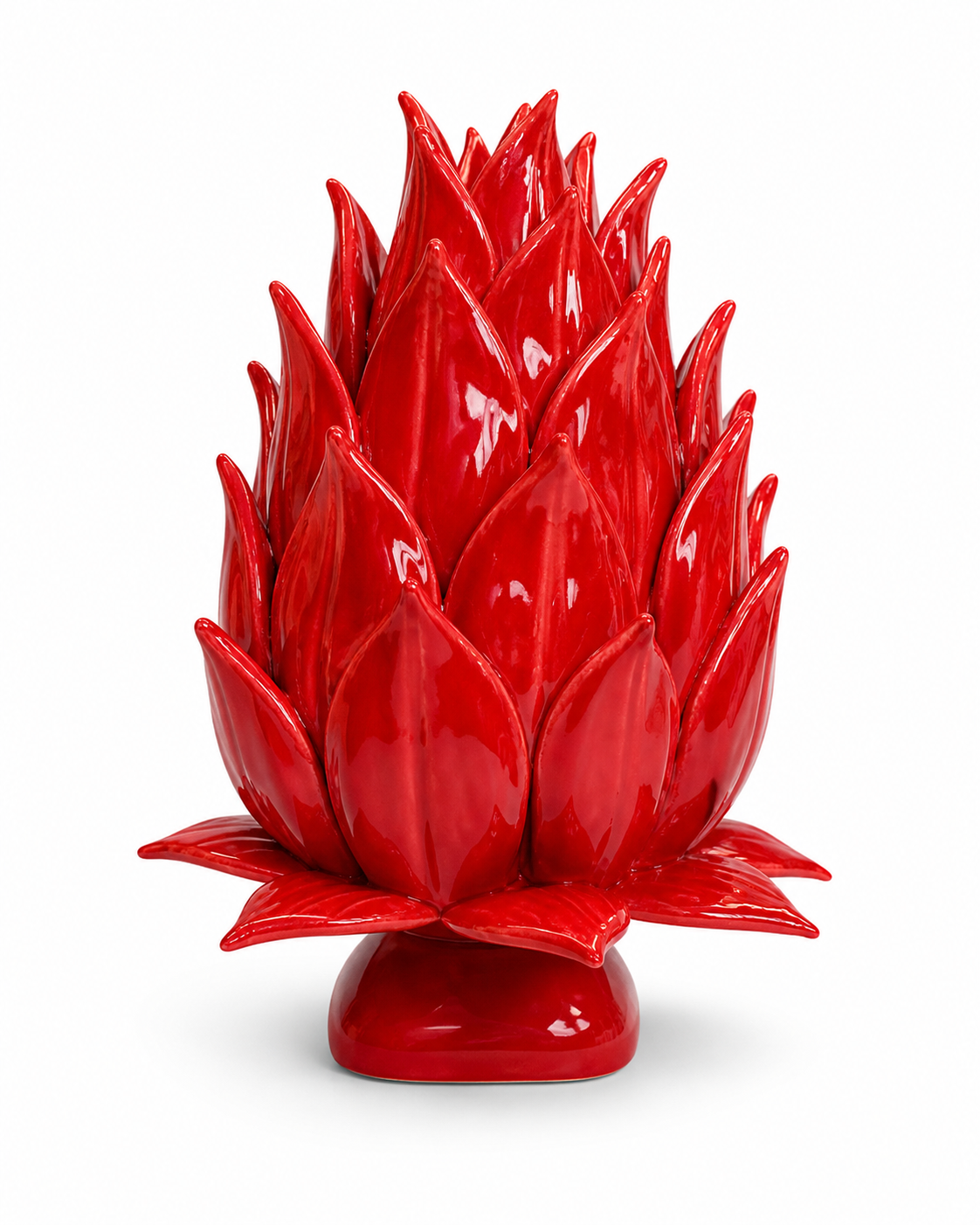 Italian Ceramic Artichoke 🇮🇹 Glossy Red Decorative Sculpture, 7.5 Inch