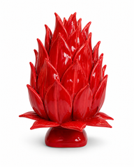Italian Ceramic Artichoke 🇮🇹 Glossy Red Decorative Sculpture, 7.5 Inch