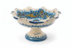 Hand-Painted Sicilian Ceramic Pedestal Bowl – 9.5”