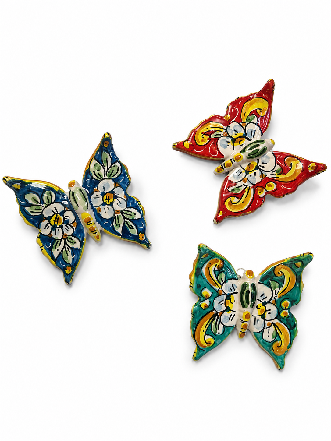 Sicilian Ceramic Butterfly Wall Decor – Hand Painted Assorted Designs (1 piece)