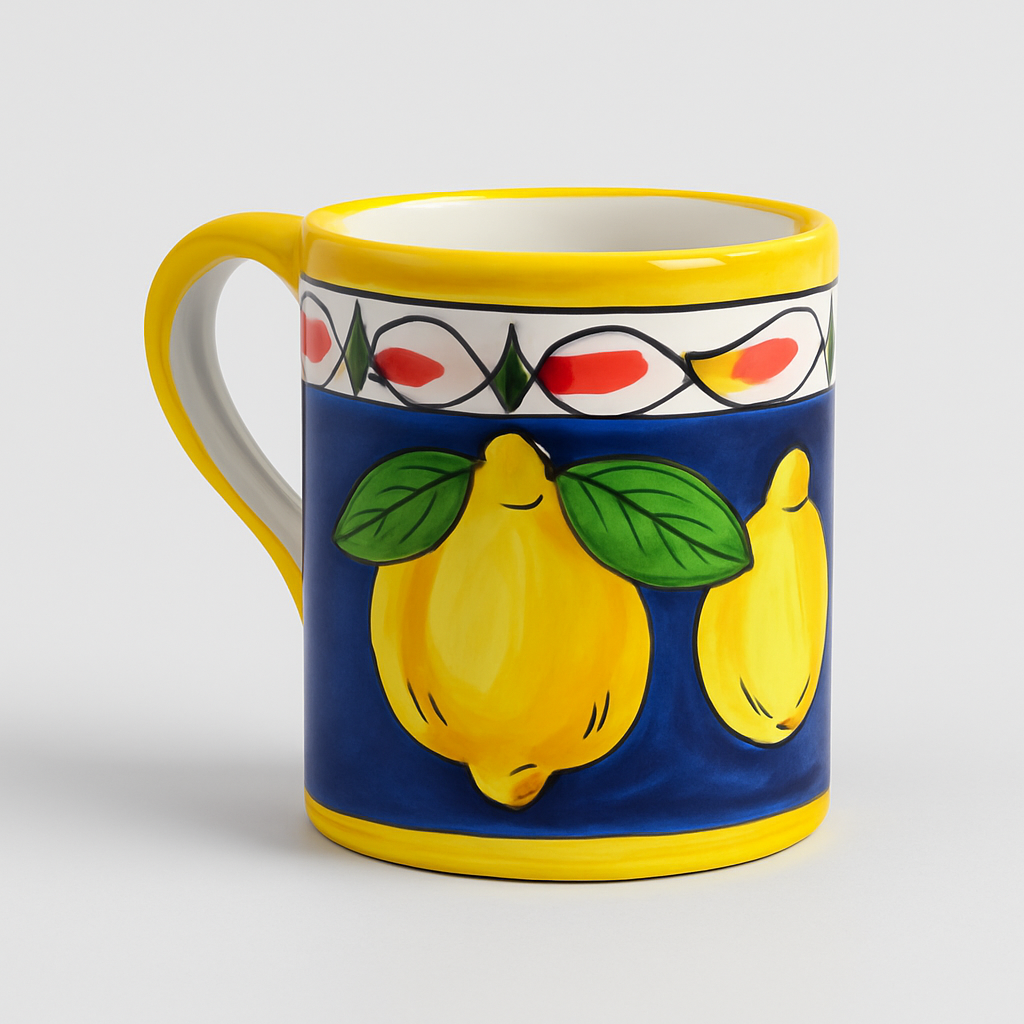 Hand-Painted Ceramic Mug – Sorrento Lemon Fantasy (10 cm)