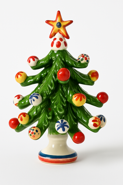 Hand-Painted Sicilian Ceramic Christmas Tree – 6 Inch